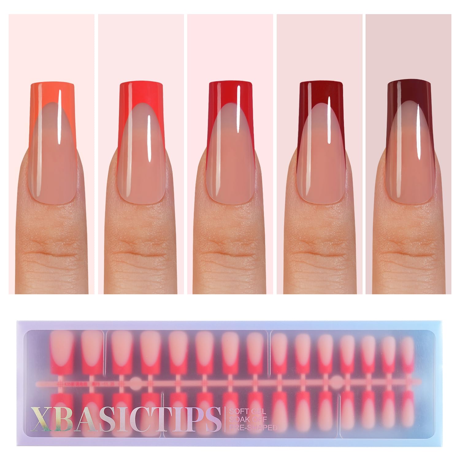 Misssix XBASICTIPS French Tip Press On Nails, 150 Pcs Short Square French Gel Nail Tips, Soft Gel Pre-shaped No File Need Fake Nails for Nail Art DIY Extension Designs, 15 Sizes